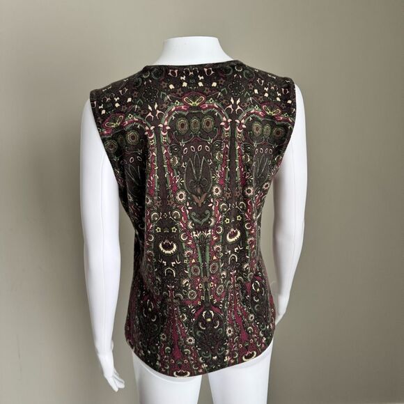 Vintage Neiman Marcus  100% Cashmere Patterned Sleeveless Shirt Size L - Picture 4 of 6